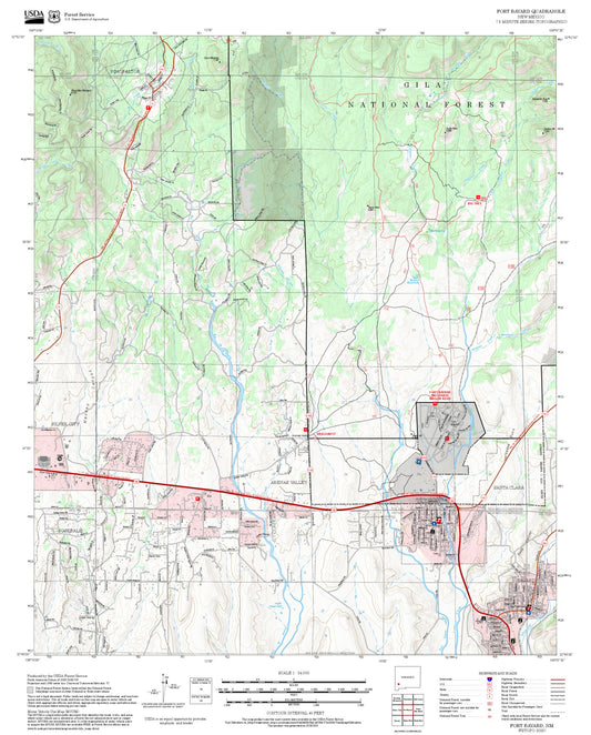 2025 Forest Service Topo Map of Fort Bayard New Mexico