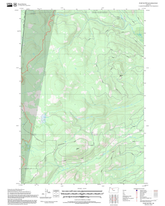 2025 Forest Service Topo Map of Fort Butte Oregon