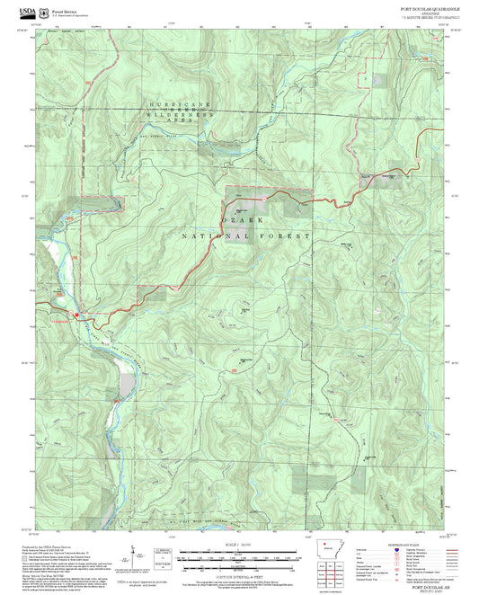 2025 Forest Service Topo Map of Fort Douglas Arkansas