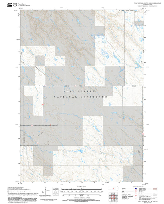 2025 Forest Service Topo Map of Fort George Butte NW South Dakota