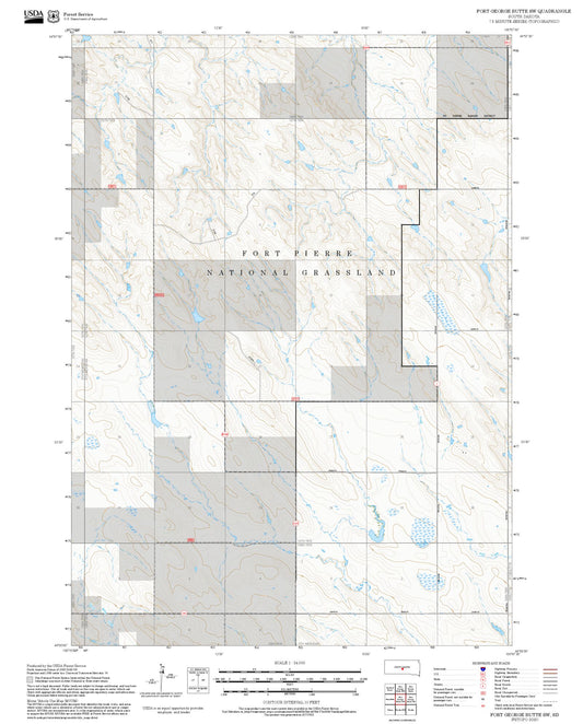 2025 Forest Service Topo Map of Fort George Butte SW South Dakota