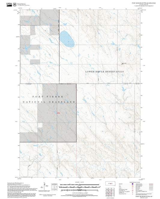 2025 Forest Service Topo Map of Fort George Butte South Dakota