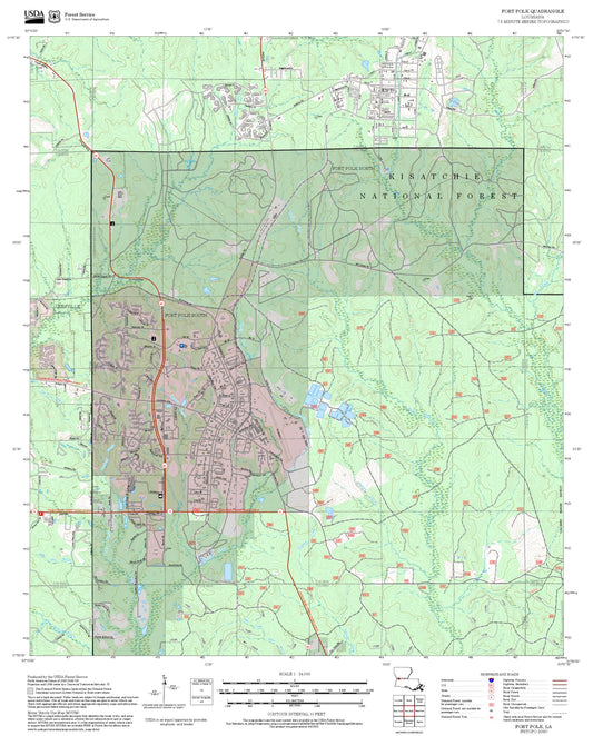 2025 Forest Service Topo Map of Fort Polk Louisiana