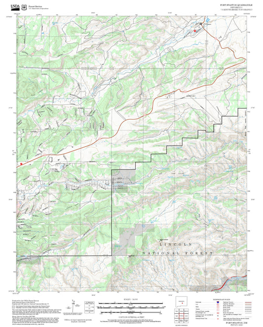 2025 Forest Service Topo Map of Fort Stanton New Mexico
