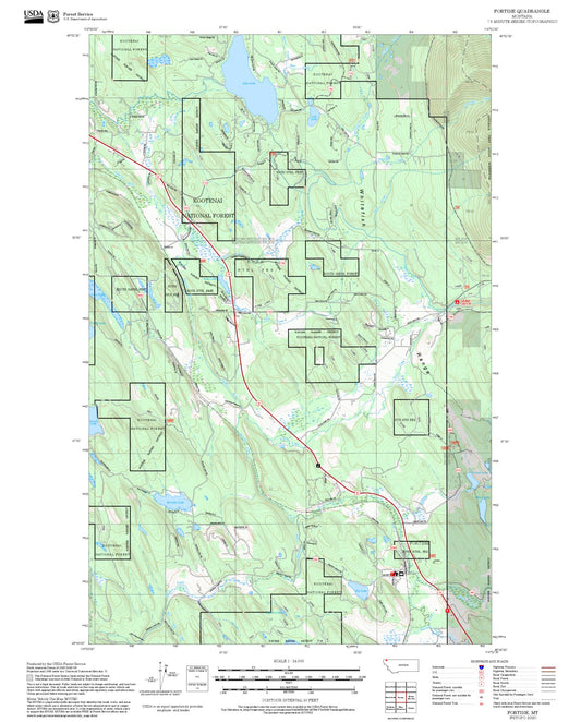 2025 Forest Service Topo Map of Fortine Montana