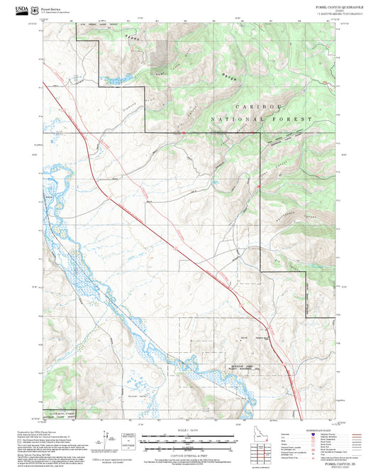 2025 Forest Service Topo Map of Fossil Canyon Idaho