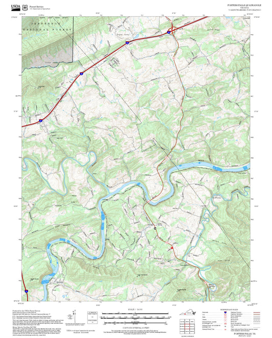 2025 Forest Service Topo Map of Fosters Falls Virginia