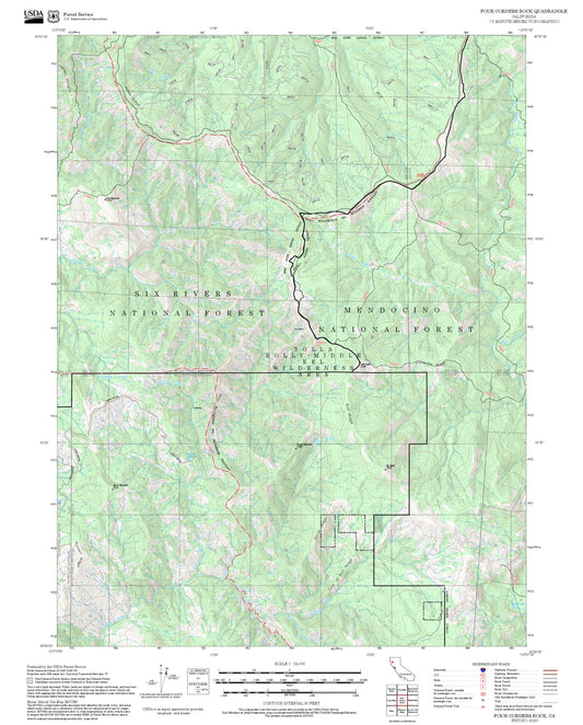 2025 Forest Service Topo Map of Four Corners Rock California