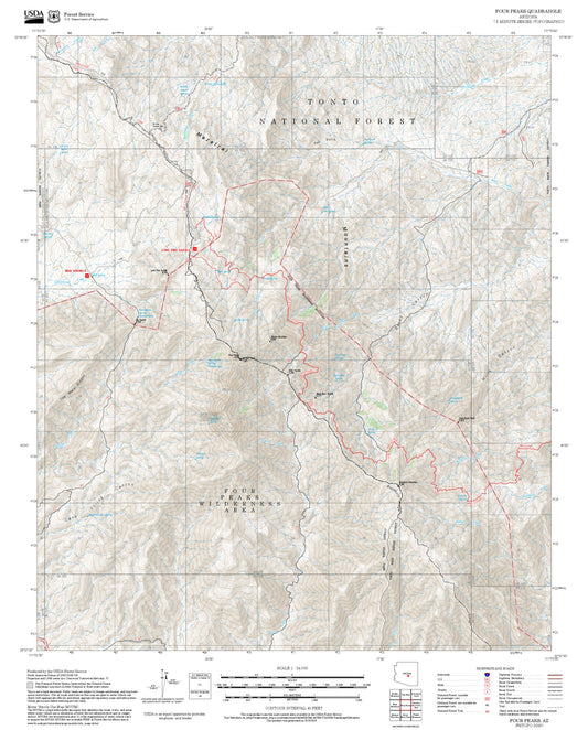 2025 Forest Service Topo Map of Four Peaks Arizona