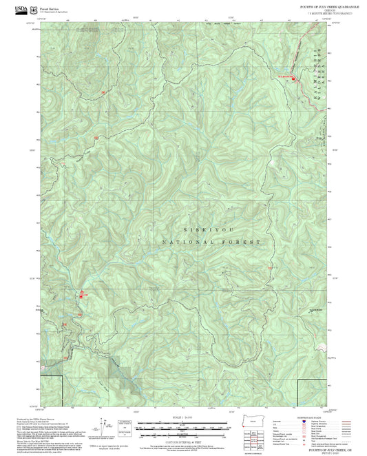 2025 Forest Service Topo Map of Fourth of July Creek Oregon