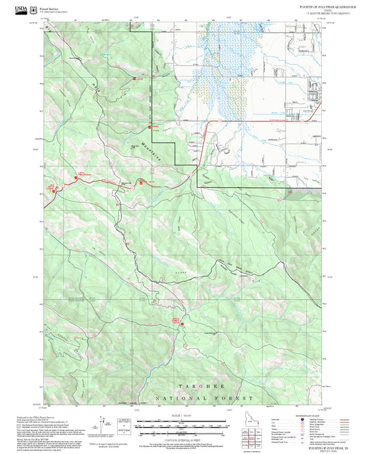 2025 Forest Service Topo Map of Fourth of July Peak Idaho