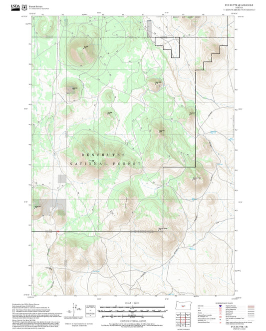 2025 Forest Service Topo Map of Fox Butte Oregon