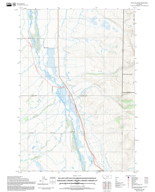 2025 Forest Service Topo Map of Fox Gulch Montana