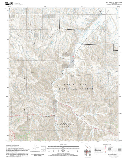 2025 Forest Service Topo Map of Fox Mountain California