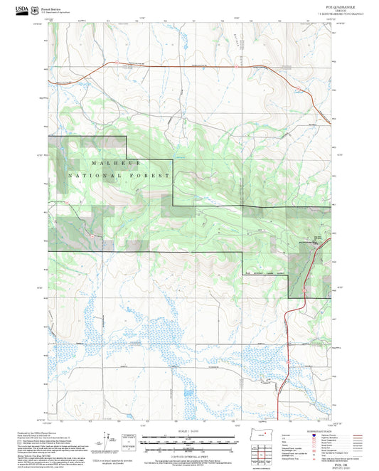 2025 Forest Service Topo Map of Fox Oregon
