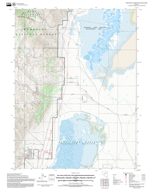 2025 Forest Service Topo Map of Franklin Lake SW Nevada
