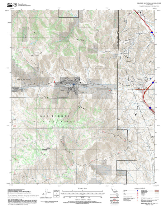 2025 Forest Service Topo Map of Frazier Mountain California