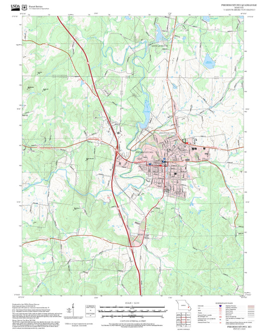 2025 Forest Service Topo Map of Fredericktown Missouri