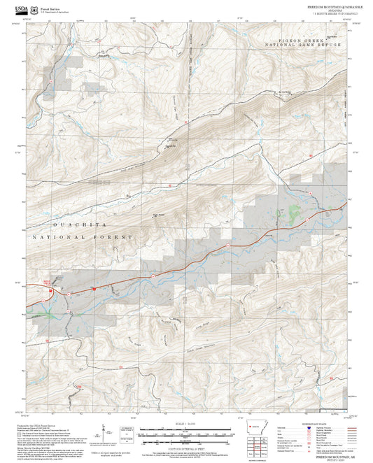 2025 Forest Service Topo Map of Freedom Mountain Arkansas