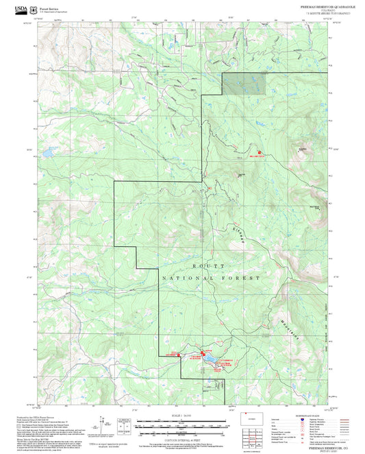 2025 Forest Service Topo Map of Freeman Reservoir Colorado