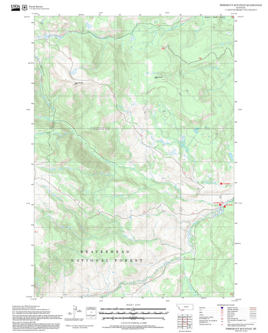 2025 Forest Service Topo Map of Freezeout Mountain Montana