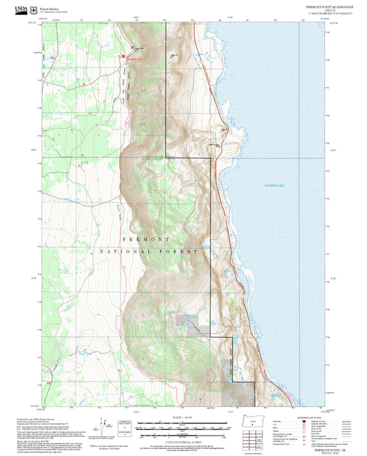 2025 Forest Service Topo Map of Fremont Point Oregon