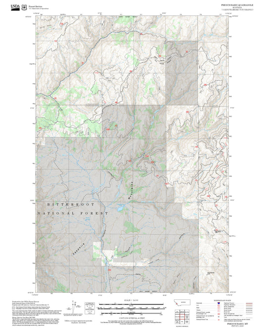 2025 Forest Service Topo Map of French Basin Montana