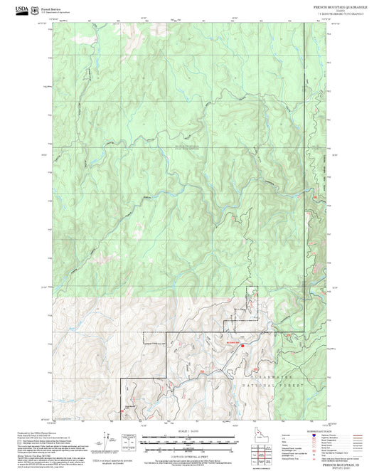 2025 Forest Service Topo Map of French Mountain Idaho