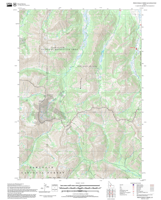 2025 Forest Service Topo Map of Frenchman Creek Idaho