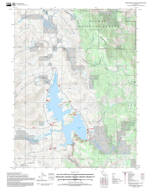 2025 Forest Service Topo Map of Frenchman Lake California