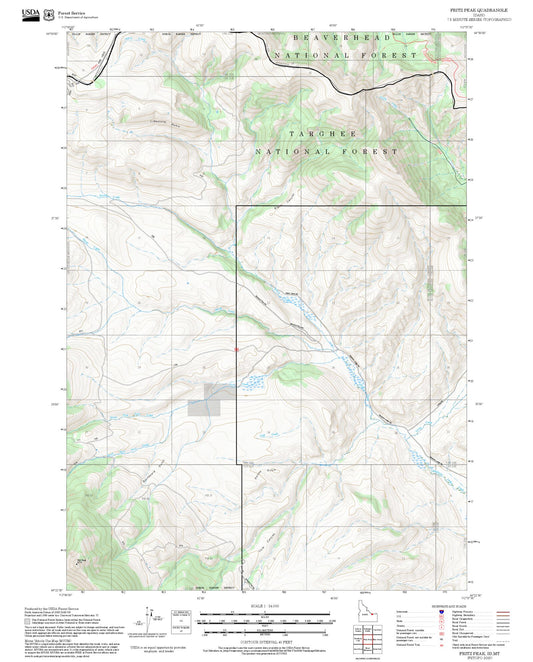 2025 Forest Service Topo Map of Fritz Peak Idaho