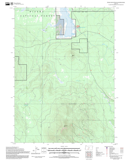 2025 Forest Service Topo Map of Fuego Mountain Oregon