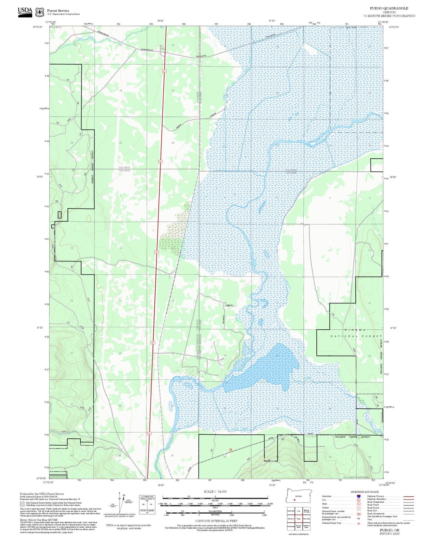 2025 Forest Service Topo Map of Fuego Oregon