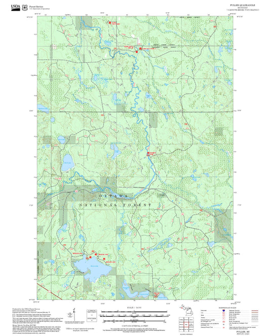 2025 Forest Service Topo Map of Fuller Michigan