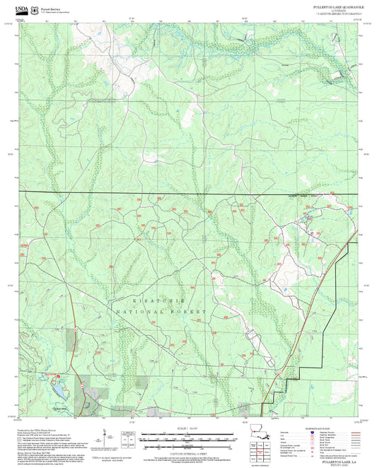 2025 Forest Service Topo Map of Fullerton Lake Louisiana