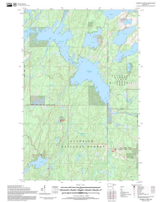 2025 Forest Service Topo Map of Gabbro Lake Minnesota