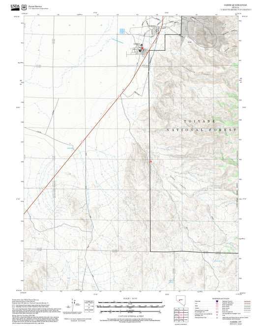 2025 Forest Service Topo Map of Gabbs Nevada