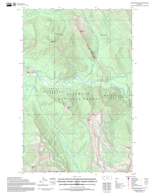 2025 Forest Service Topo Map of Gable Peaks Montana
