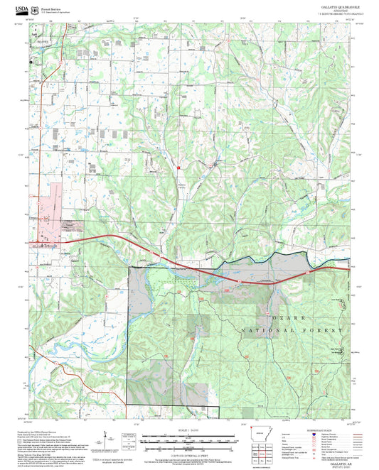 2025 Forest Service Topo Map of Gallatin Arkansas