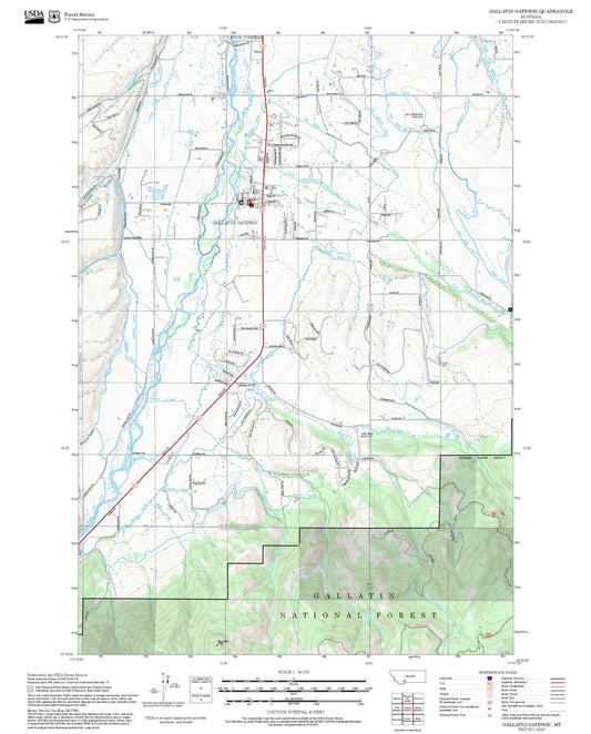 2025 Forest Service Topo Map of Gallatin Gateway Montana