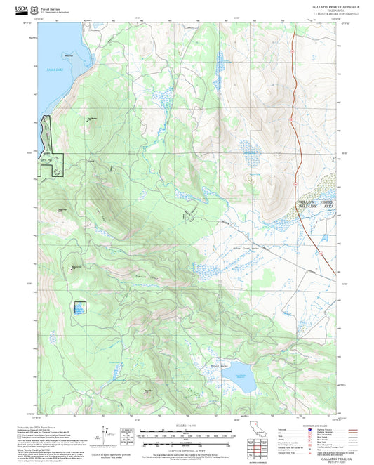 2025 Forest Service Topo Map of Gallatin Peak California