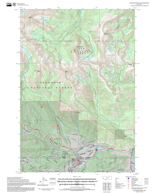2025 Forest Service Topo Map of Gallatin Peak Montana