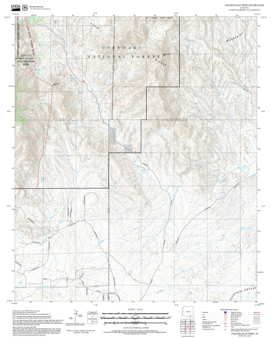 2025 Forest Service Topo Map of Galleta Flat West Arizona