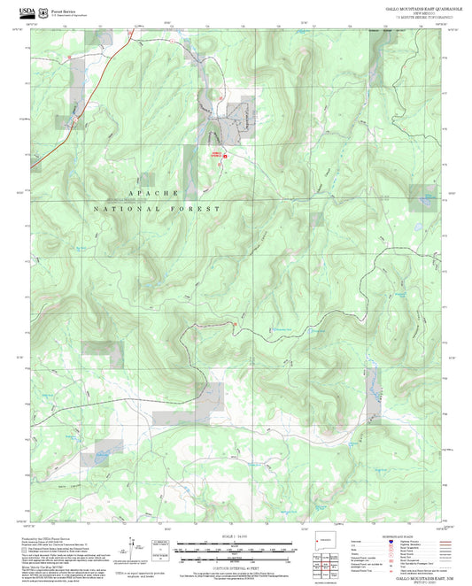 2025 Forest Service Topo Map of Gallo Mountains East New Mexico