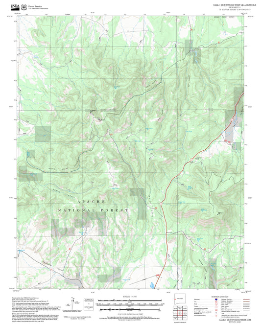 2025 Forest Service Topo Map of Gallo Mountains West New Mexico