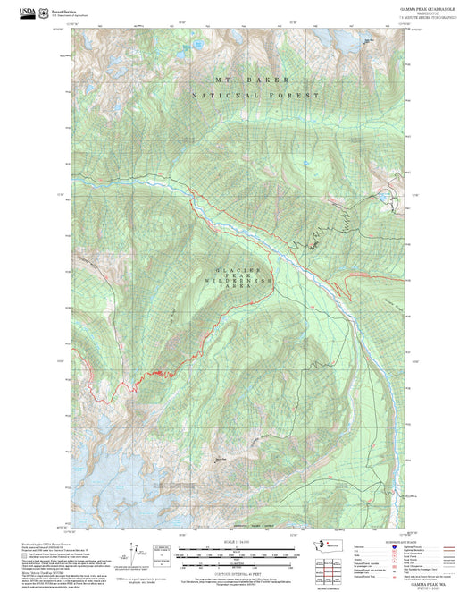 2025 Forest Service Topo Map of Gamma Peak Washington