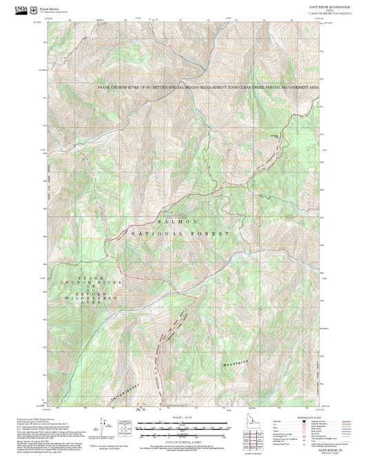 2025 Forest Service Topo Map of Gant Ridge Idaho