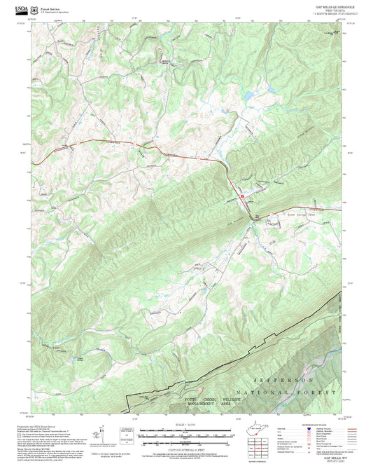 2025 Forest Service Topo Map of Gap Mills West Virginia