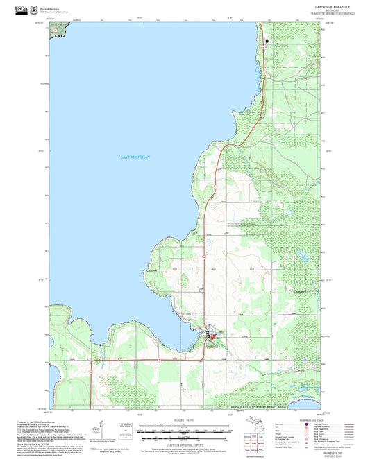 2025 Forest Service Topo Map of Garden Michigan