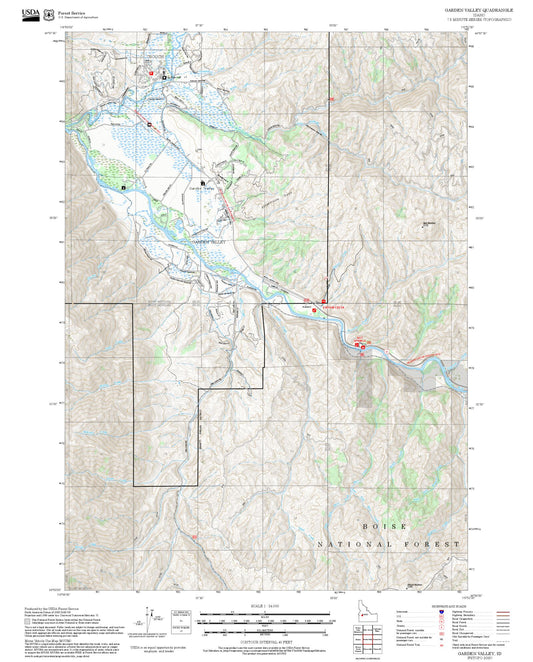 2025 Forest Service Topo Map of Garden Valley Idaho